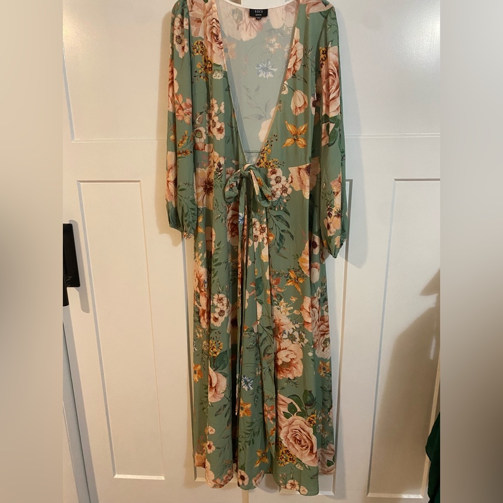 green wrap dress long sleeve